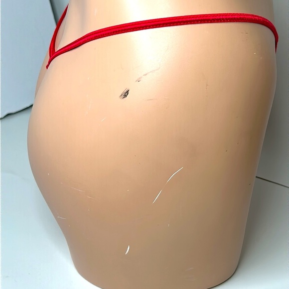 Vintage Y2K‎ Thong | Red Silky Satin Stretch G-String w/ Mesh Front Women’s Sz M - Picture 7 of 15